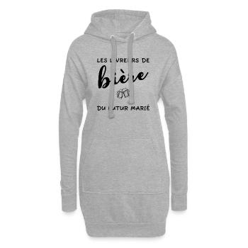 Les livreurs de bière du futur marié. EVG. Drôles - Sweat-shirt à capuche long Femme - gris chiné - Devant