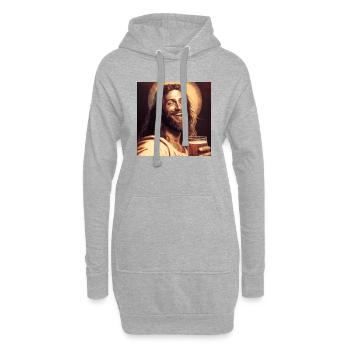 Jesus trinkt Bier - Hoodie-Kleid - Grau meliert - Vorne