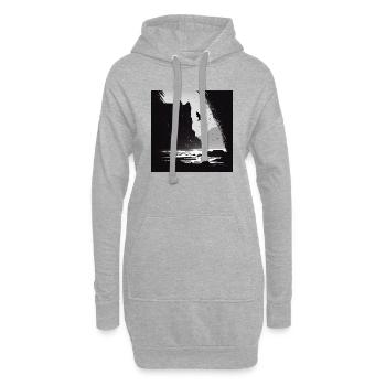 Mer agitée avec falaises - Sweat-shirt à capuche long Femme - gris chiné - Devant