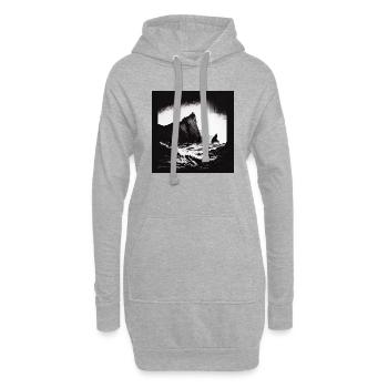 Mer agitée avec falaises - Sweat-shirt à capuche long Femme - gris chiné - Devant