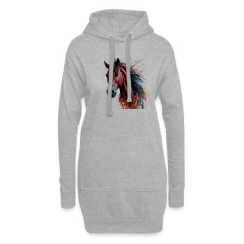 Tête de cheval rouge, cheval carne griffiths style - Sweat-shirt à capuche long Femme - gris chiné - Devant