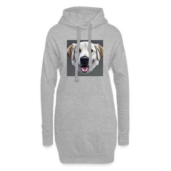 weisser Hundekopf traurig schauend - Hoodie-Kleid - Grau meliert - Vorne