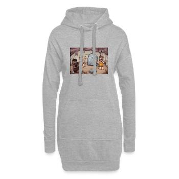 Apprentissage des hommes des cavernes - Sweat-shirt à capuche long Femme - gris chiné - Devant