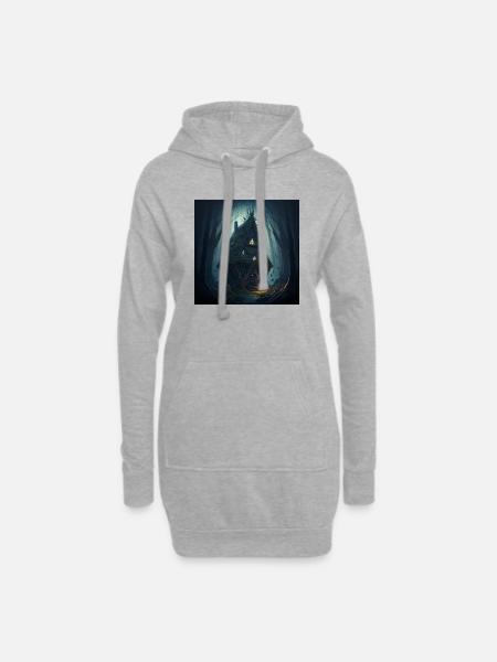 Hütte im Wald - Hoodie-Kleid - Grau meliert