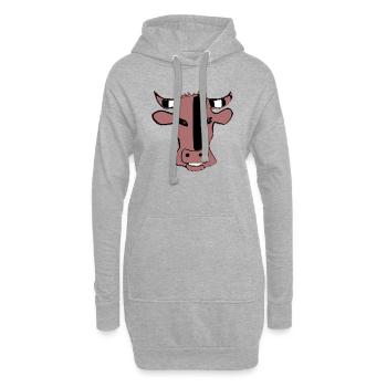 Stilisierter Kuhkopf - Hoodie-Kleid - Grau meliert - Vorne