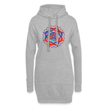 Mandala yoga boho fleur amour paix nature - Sweat-shirt à capuche long Femme - gris chiné - Devant