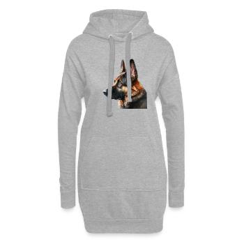Watercolour Dog / Hund Deutscher Schäferhund - Hoodie-Kleid - Grau meliert - Vorne
