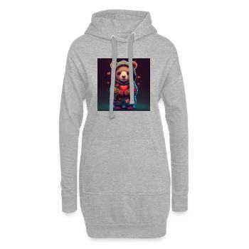 Mignon ours en peluche - Sweat-shirt à capuche long Femme - gris chiné - Devant