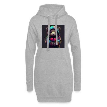 Mignon ours en peluche - Sweat-shirt à capuche long Femme - gris chiné - Devant