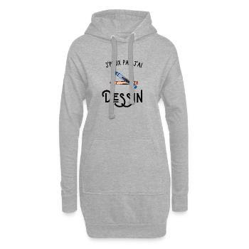 Je peux pas j'ai dessin - Sweat-shirt à capuche long Femme - gris chiné - Devant
