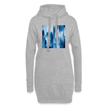 Ville en bleu, abstrait - Sweat-shirt à capuche long Femme - gris chiné - Devant
