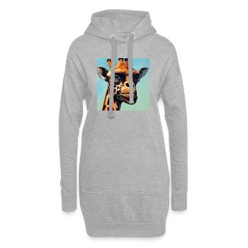 Giraffe mit Affengesicht - Hoodie-Kleid - Grau meliert - Vorne