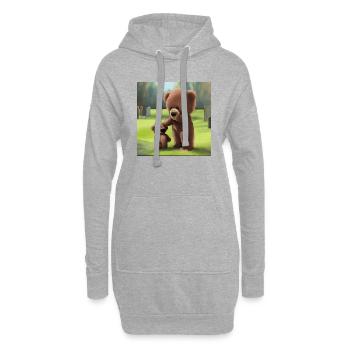 Traurige Teddyfamilie auf Friedhof - Hoodie-Kleid - Grau meliert - Vorne