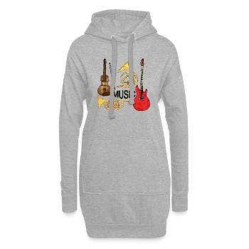 Instruments de musique - Sweat-shirt à capuche long Femme - gris chiné - Devant