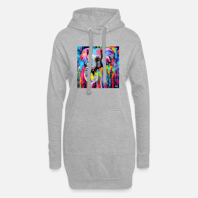 help_for_elephants_12 - Hoodie-Kleid - Grau meliert