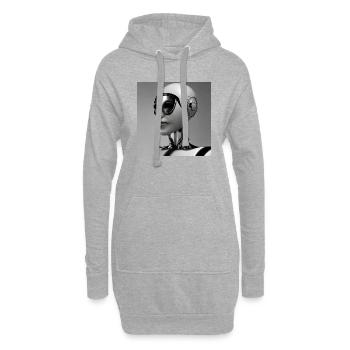 Menschlicher Roboter schwarz und weiß - Hoodie-Kleid - Grau meliert - Vorne