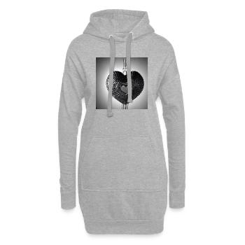 Metall Herz Schmuck - Hoodie-Kleid - Grau meliert - Vorne