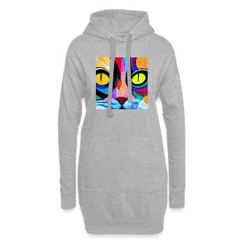 Bunte Katze Nahaufnahme, abstrakt - Hoodie-Kleid - Grau meliert - Vorne