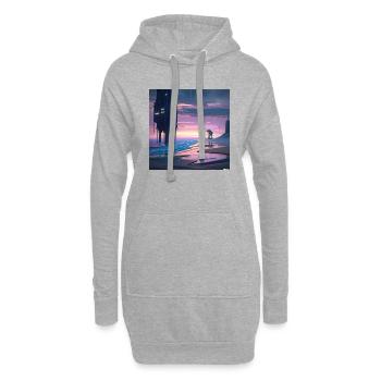 L’art numérique de plage du futur - Sweat-shirt à capuche long Femme - gris chiné - Devant
