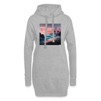 Futur art numérique de plage dystopique - Sweat-shirt à capuche long Femme - gris chiné - Devant