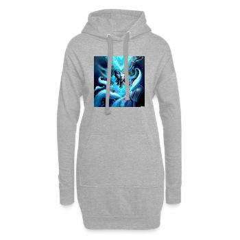 Art numérique Blue Ghost - Sweat-shirt à capuche long Femme - gris chiné - Devant