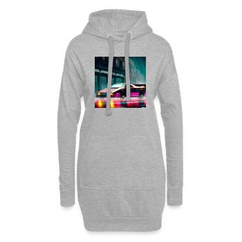 Synthwave Sport Auto art numérique - Sweat-shirt à capuche long Femme - gris chiné - Devant