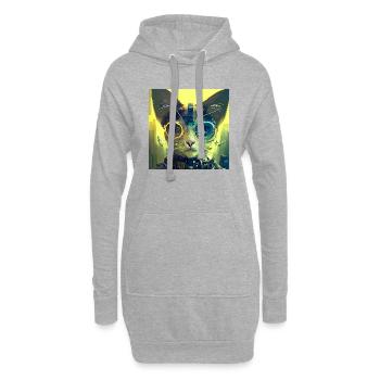 Futuristische Katze - Hoodie-Kleid - Grau meliert - Vorne