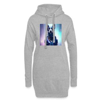 Futuristischer Hund - Hoodie-Kleid - Grau meliert - Vorne