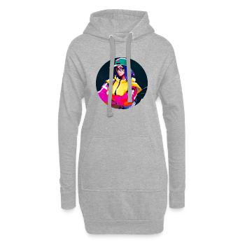 Heldin als Anime - Hoodie-Kleid - Grau meliert - Vorne