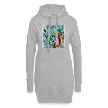 Écureuil entre belle fleur, aquarelle st - Sweat-shirt à capuche long Femme - gris chiné - Devant