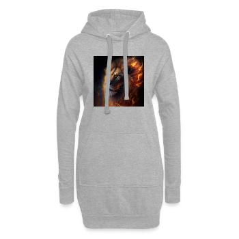Flammender Löwe - Hoodie-Kleid - Grau meliert - Vorne