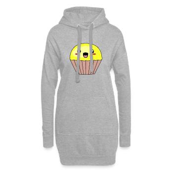 süßer gelber Muffin - Hoodie-Kleid - Grau meliert - Vorne