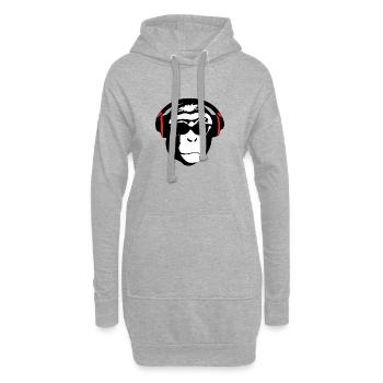 Kiko le singe mélomane - Sweat-shirt à capuche long Femme - gris chiné - Devant