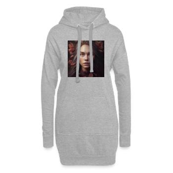Weibsbild im Herbstlaub - Hoodie-Kleid - Grau meliert - Vorne