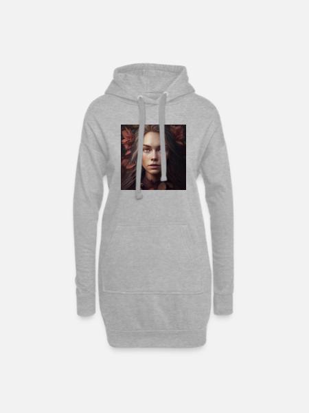 Weibsbild im Herbstlaub - Hoodie-Kleid - Grau meliert