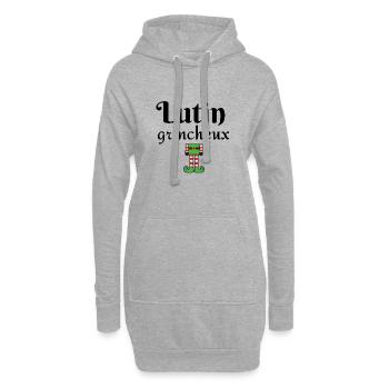 lutin grincheux - Sweat-shirt à capuche long Femme - gris chiné - Devant