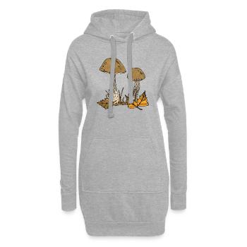 Pilze - Hoodie-Kleid - Grau meliert - Vorne