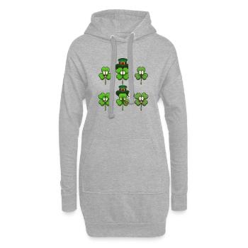 Niedliche vierblättrige Klee-Charaktere - Hoodie-Kleid - Grau meliert - Vorne