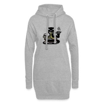 Panthère qui mange des nouilles - Sweat-shirt à capuche long Femme - gris chiné - Devant