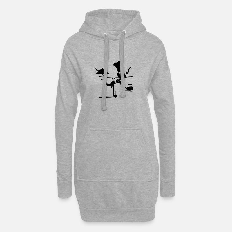 Die unwirkliche Kellnerin - Hoodie-Kleid - Grau meliert