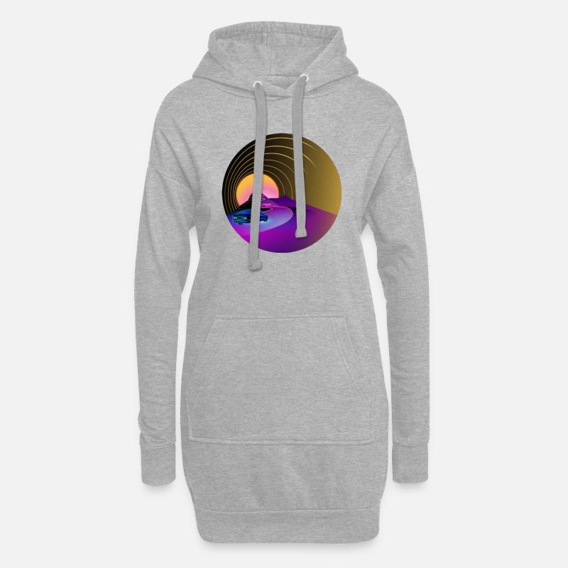 E30 - Retro - Synthwave - Style - Hoodie Dress - heather grey
