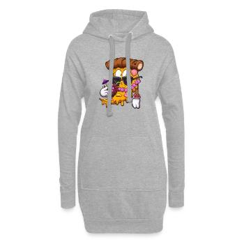 Hawaiianische Pizza - Hoodie-Kleid - Grau meliert - Vorne