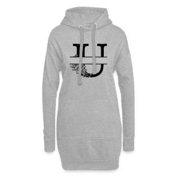 Personalisierter Blumenbuchstabe U - Hoodie-Kleid - Grau meliert - Vorne