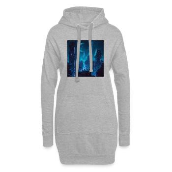 Blue Night Futuristic City - Sweat-shirt à capuche long Femme - gris chiné - Devant