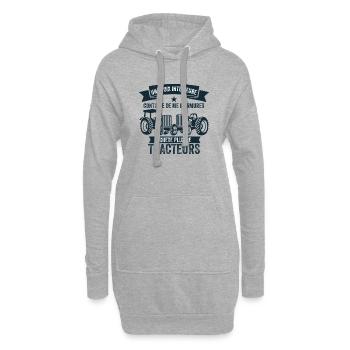 Humour Tracteur Cadeau homme femme Agriculteur - Sweat-shirt à capuche long Femme - gris chiné - Devant