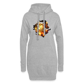 Chat mecha cool cyborg steampunk lunettes hipste - Sweat-shirt à capuche long Femme - gris chiné - Devant