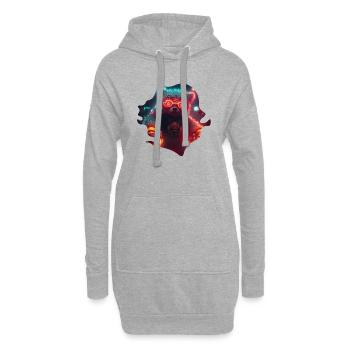 Grizzly Mecha Cool im Cyborg Steampunk Stil - Hoodie-Kleid - Grau meliert - Vorne