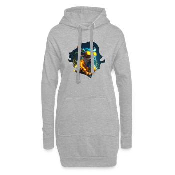 Illustration d un taureau mécha au style cyborg - Sweat-shirt à capuche long Femme - gris chiné - Devant