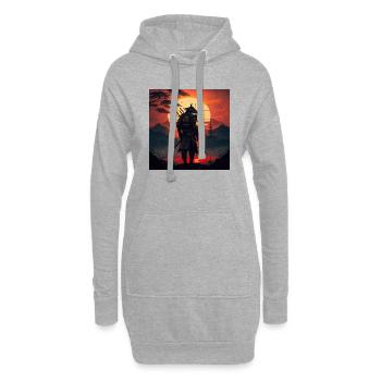Samurai geht in den Sonnenaufgang Geschenk - Hoodie-Kleid - Grau meliert - Vorne