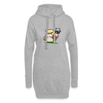 Krako l'ours guerrier - Sweat-shirt à capuche long Femme - gris chiné - Devant